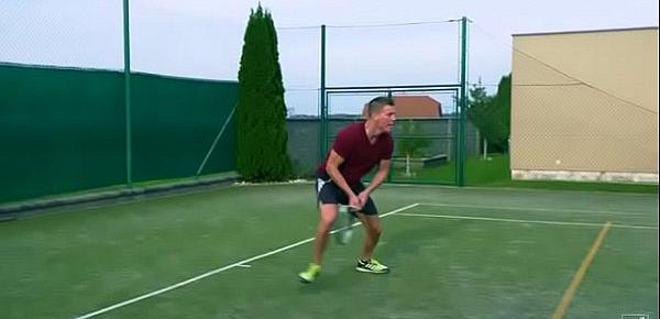  MrSkin.Club Tera Link and Ricky Rascal get their morning workout by playing tennis together